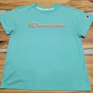 Champion Authentic Womens T-Shirt Size L  Blue Crew Neck Short Sleeve Tee